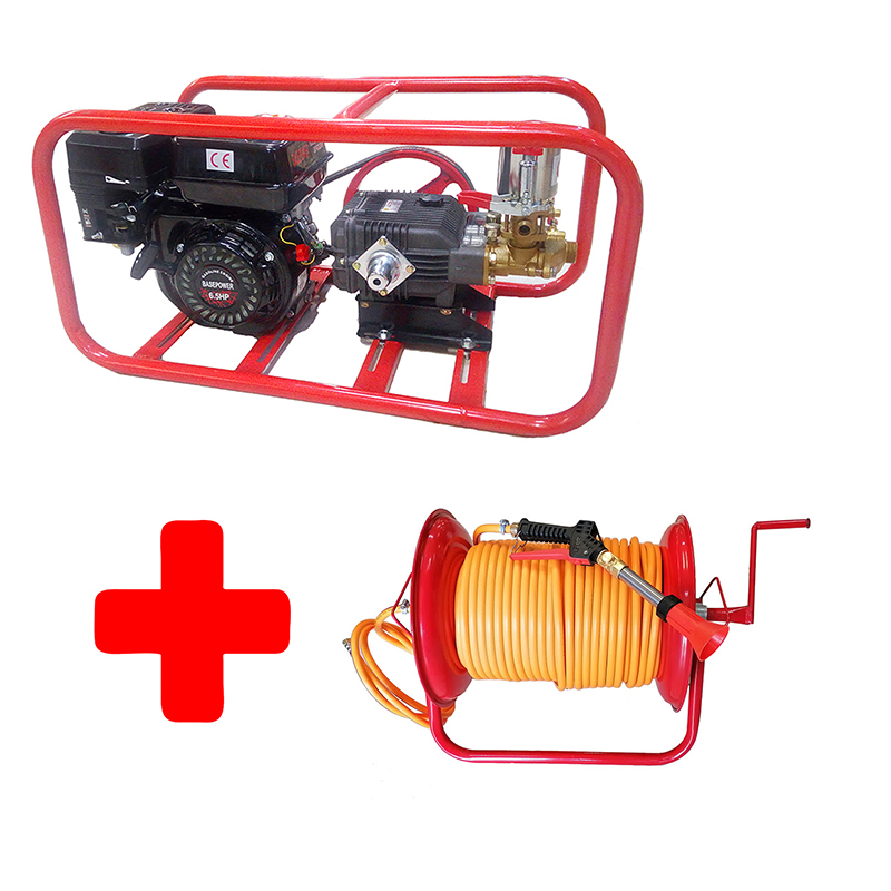 Set Spray BASEPOWER 6,5HP - 50lt Con Finestra 100m Gomma E Flauto Turbo
